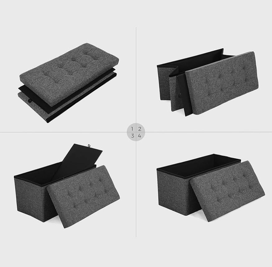 Gray Storage Ottoman Bench