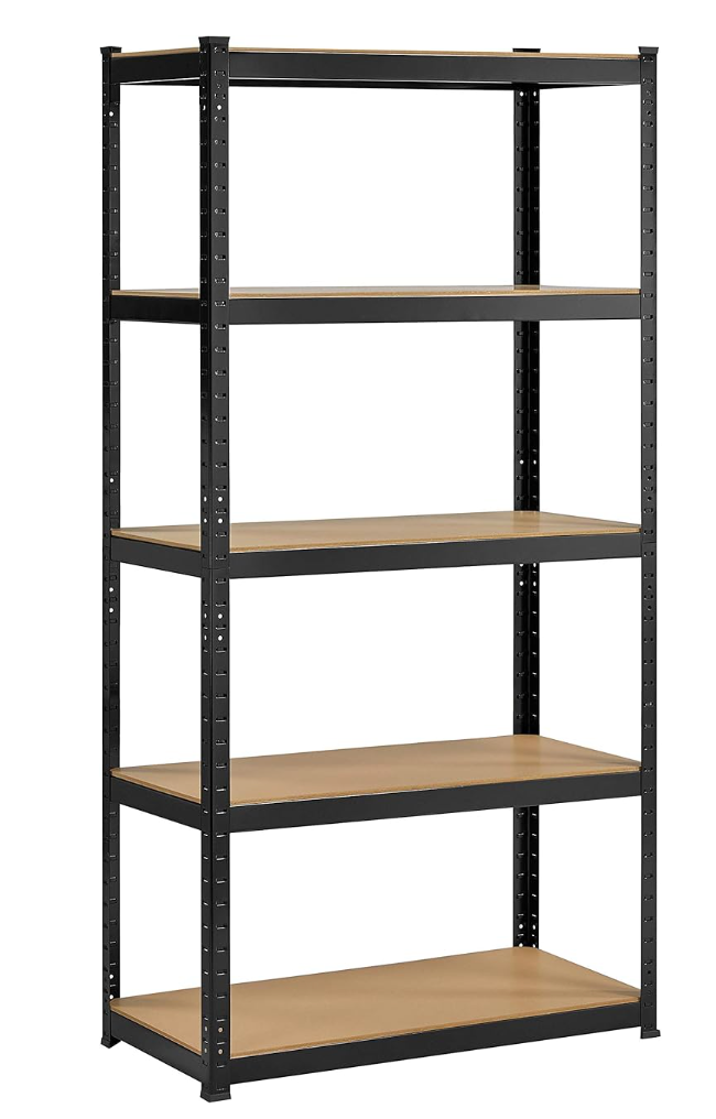 Heavy Duty 5-Tier Metal Slot Shelf – 3FT Wide Adjustable Boltless Storage Rack, 330 lb per Shelf (Single or 2-Pack)