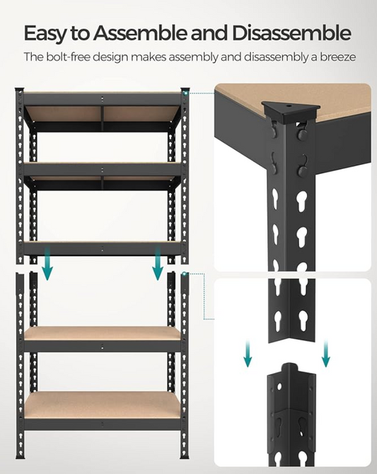 Heavy Duty 5-Tier Rivet Shelf – 3FT Wide Adjustable Boltless Metal Storage Rack, 330 lb per Shelf (16″ or 18″ Depth Options)