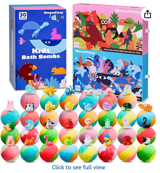 Bath Bombs for Kids, 15 Scented Fizzy Bombs with Surprise Land Animal Toys Inside