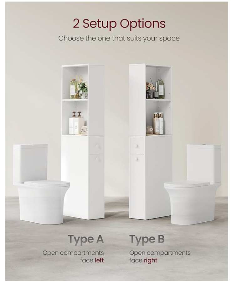 Slim Tall Bathroom Storage Cabinet – Narrow Vertical Organizer with Drawer & Doors, Anti-Tip & Adjustable Shelves for Small Spaces