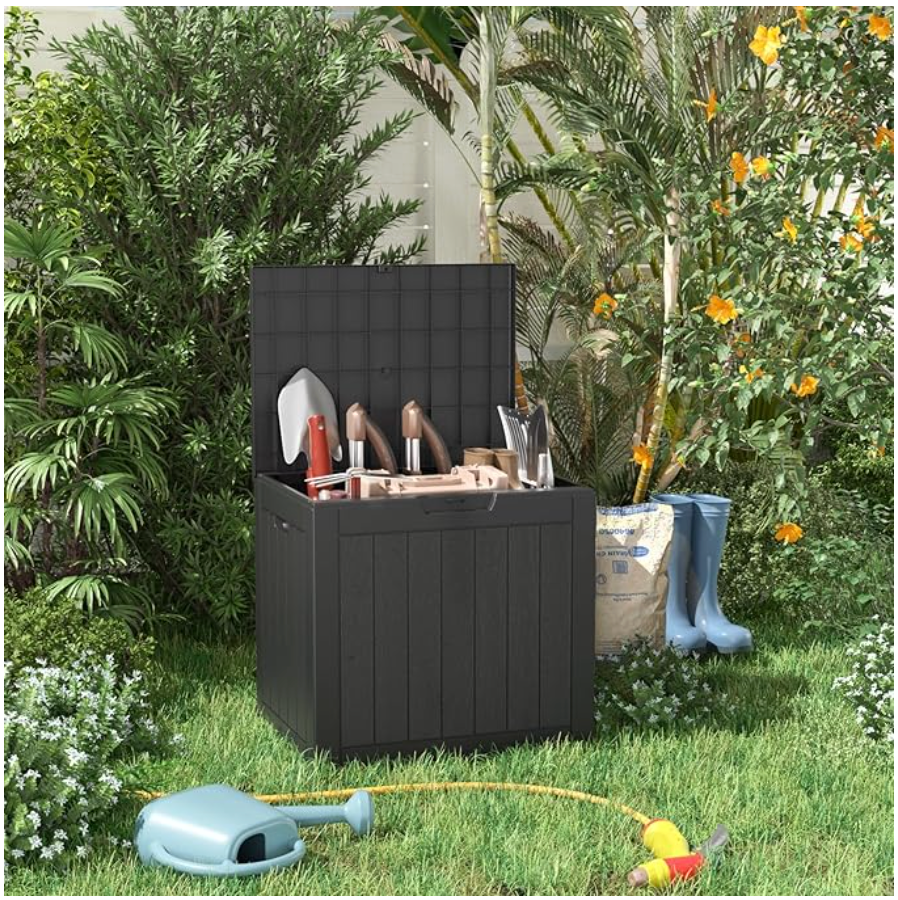 31 Gallon Outdoor Storage Deck Box – Waterproof Resin Patio Bench for Cushions, Toys & Garden Tools