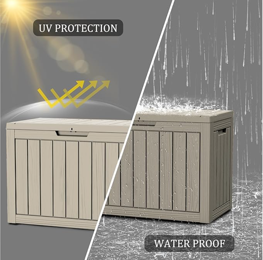 45 Gallon Outdoor Storage Deck Box – Waterproof Resin Patio Storage for Cushions, Tools & Garden Accessories