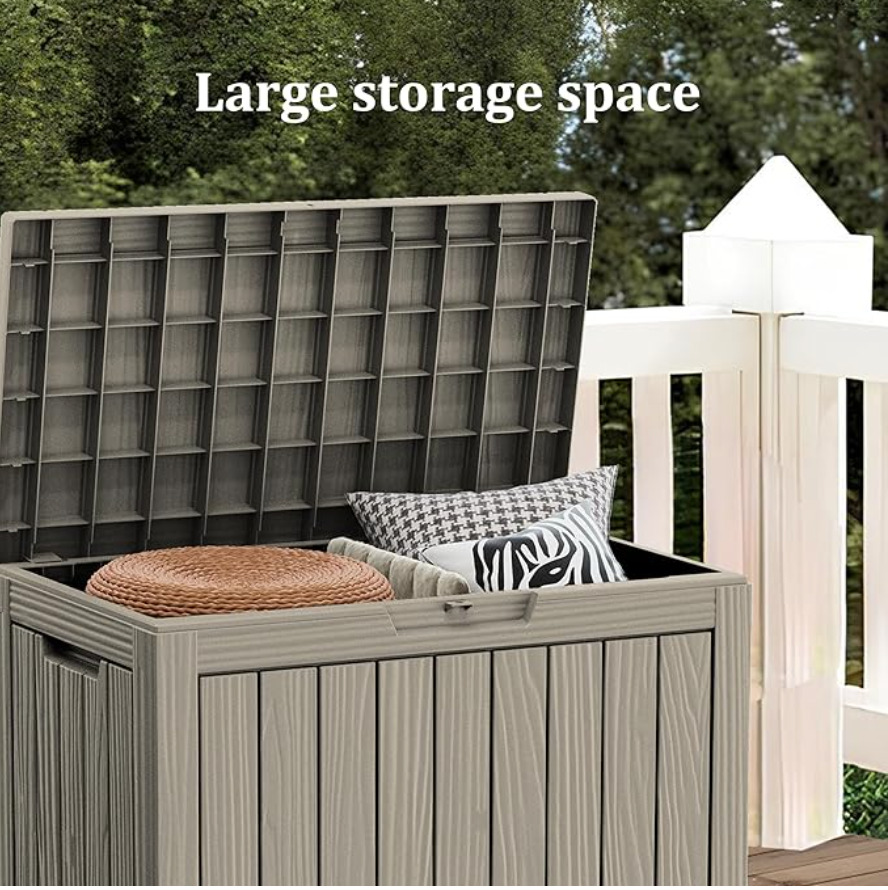 45 Gallon Outdoor Storage Deck Box – Waterproof Resin Patio Storage for Cushions, Tools & Garden Accessories