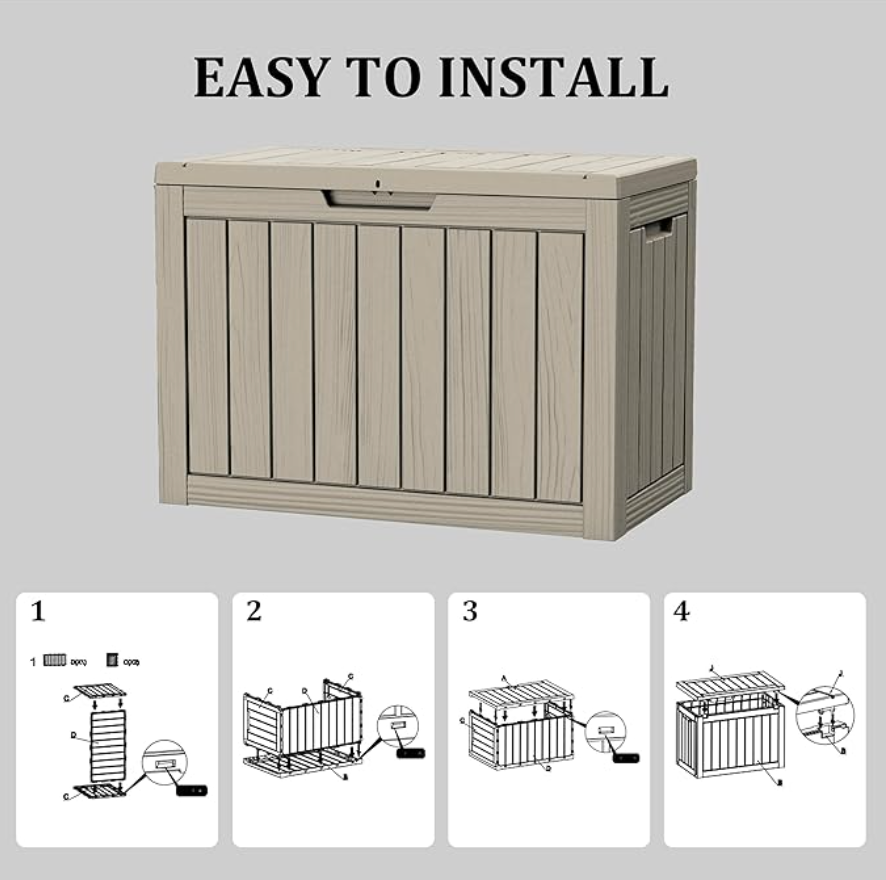 45 Gallon Outdoor Storage Deck Box – Waterproof Resin Patio Storage for Cushions, Tools & Garden Accessories