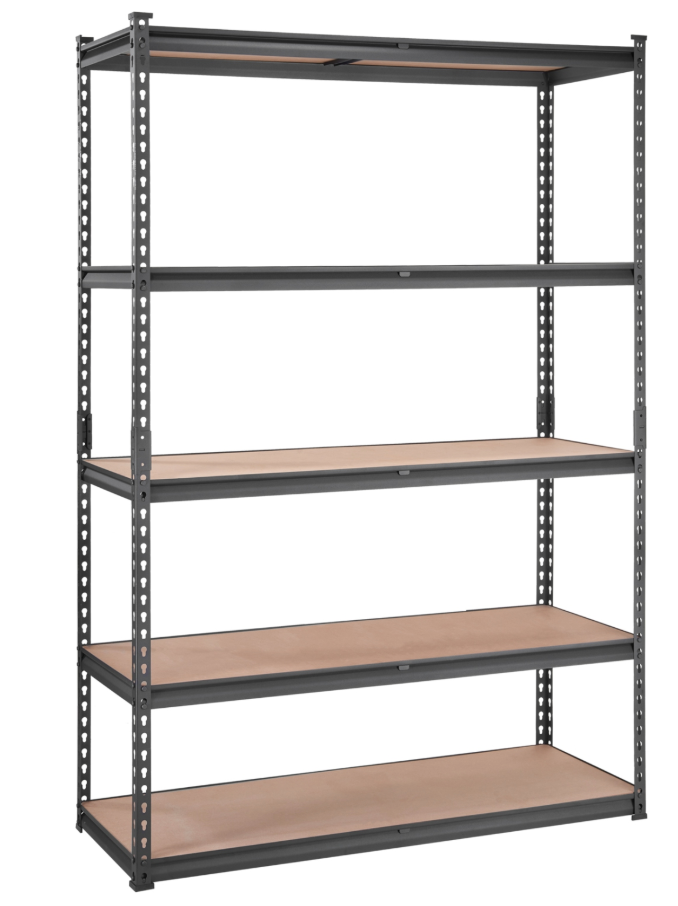 Heavy Duty 5-Tier Rivet Shelf – 4FT Wide Adjustable Boltless Metal Storage Rack, 330 lb per Shelf (Depth Options: 16″ / 18″ / 20″)