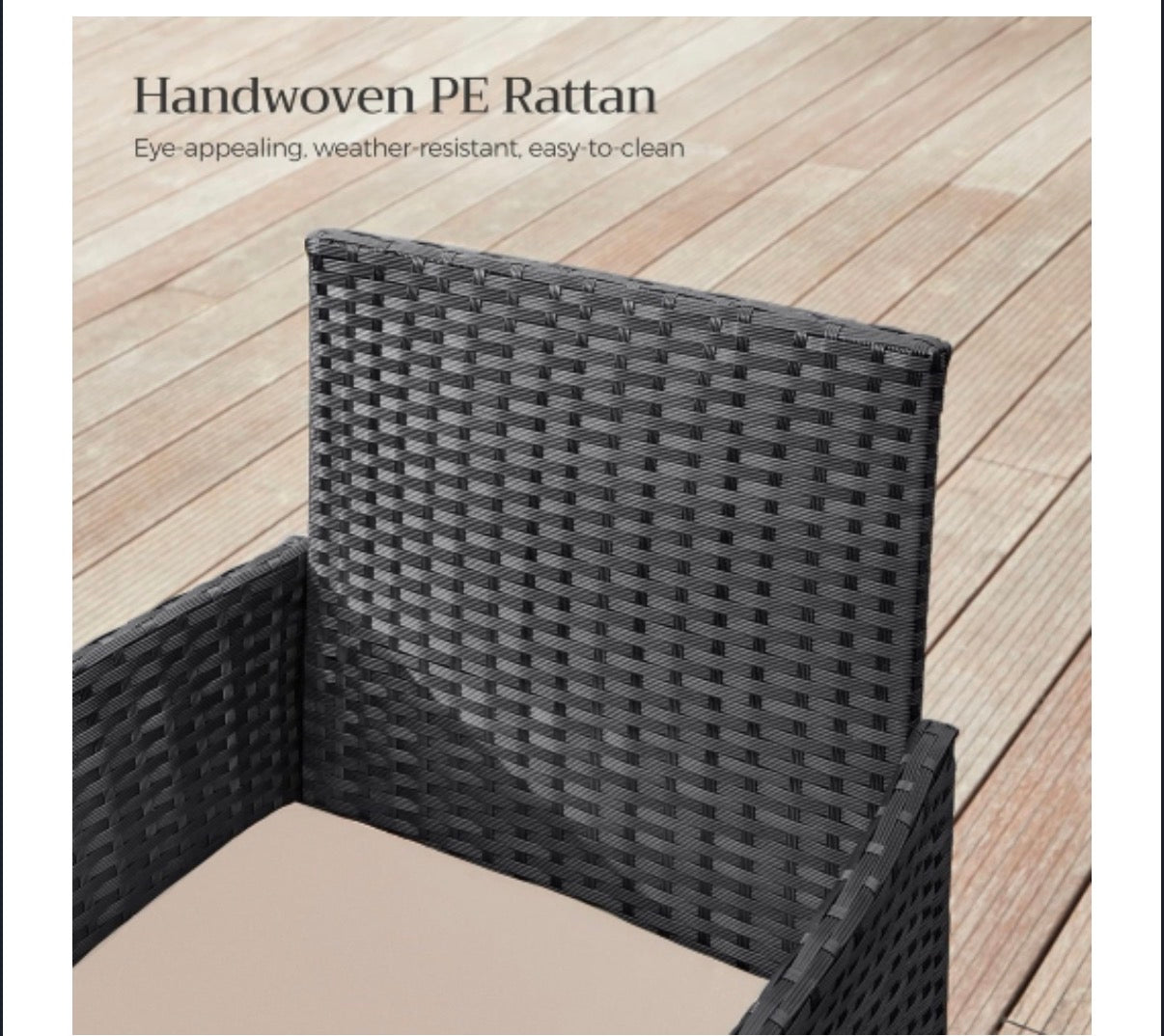 3 Piece Outdoor Rattan Garden Patio Set (2 Chairs, 1 Table)