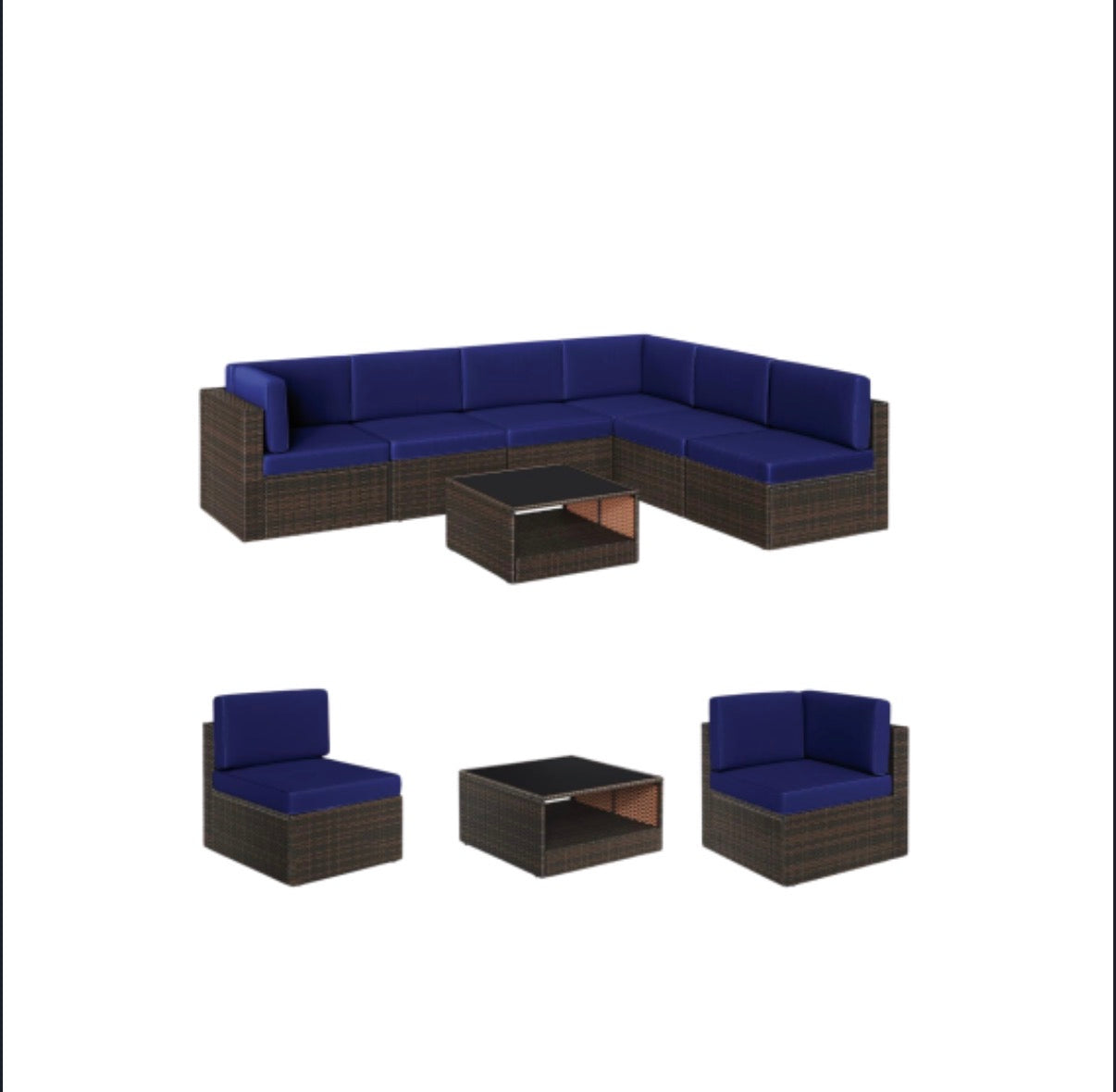 7 Piece Outdoor Rattan Furniture Set