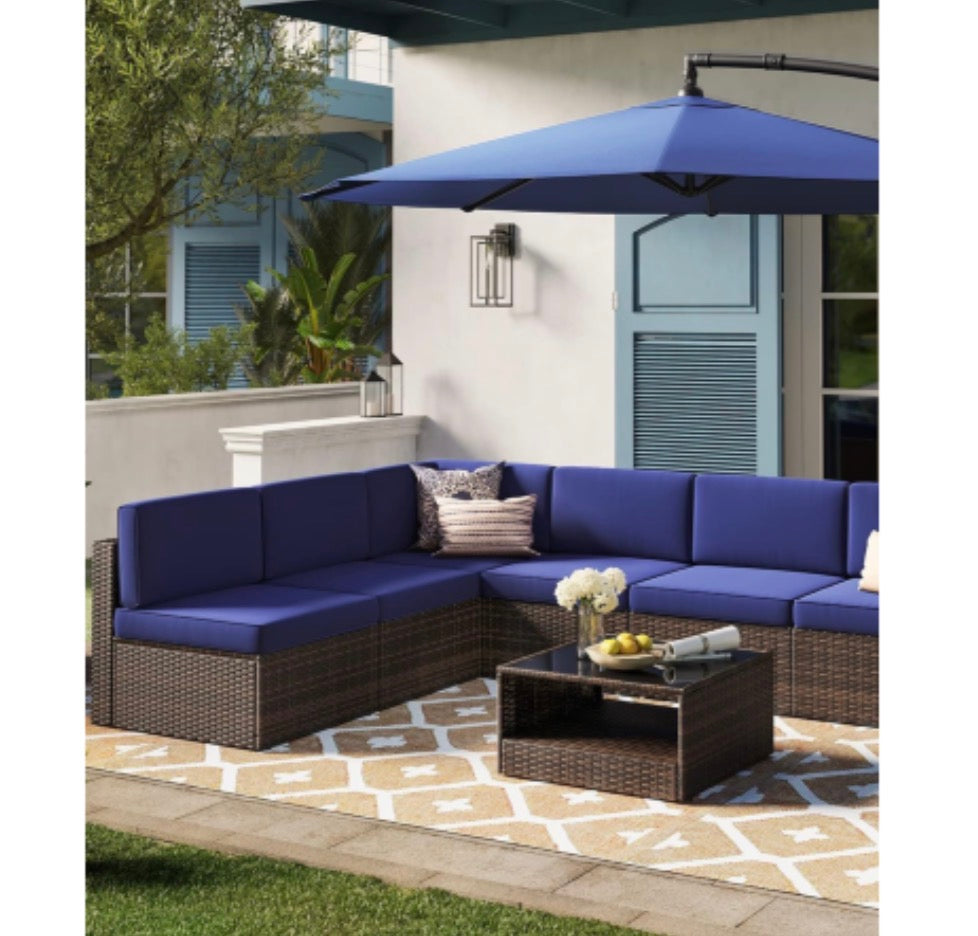 7 Piece Outdoor Rattan Furniture Set