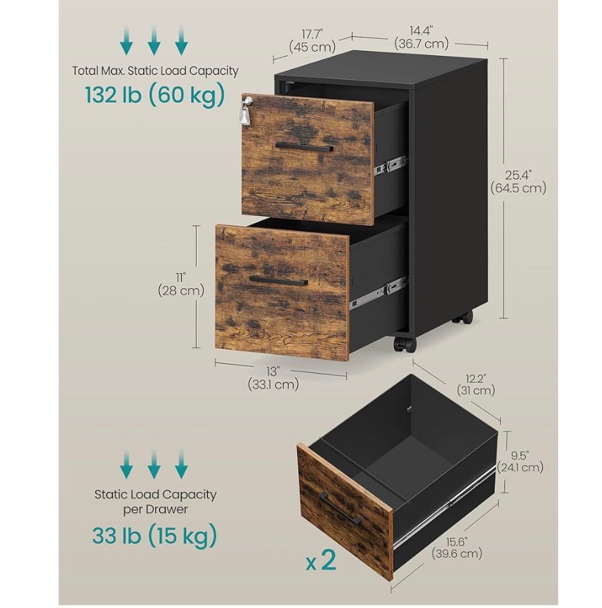 Rustic Brown Office Filing Cabinet
