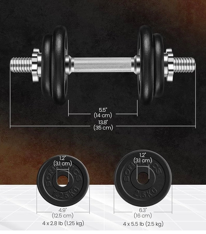 2-in-1 Cast Iron Dumbbells, 20kg