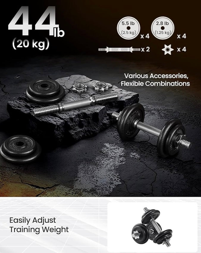 2-in-1 Cast Iron Dumbbells, 20kg