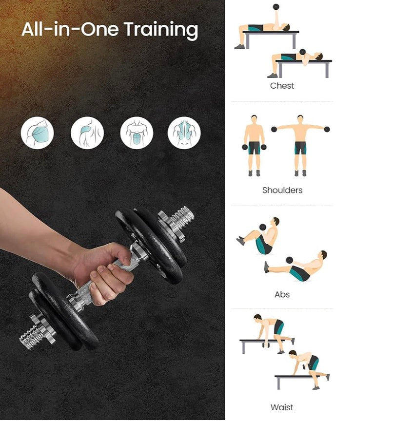 2-in-1 Cast Iron Dumbbells, 20kg
