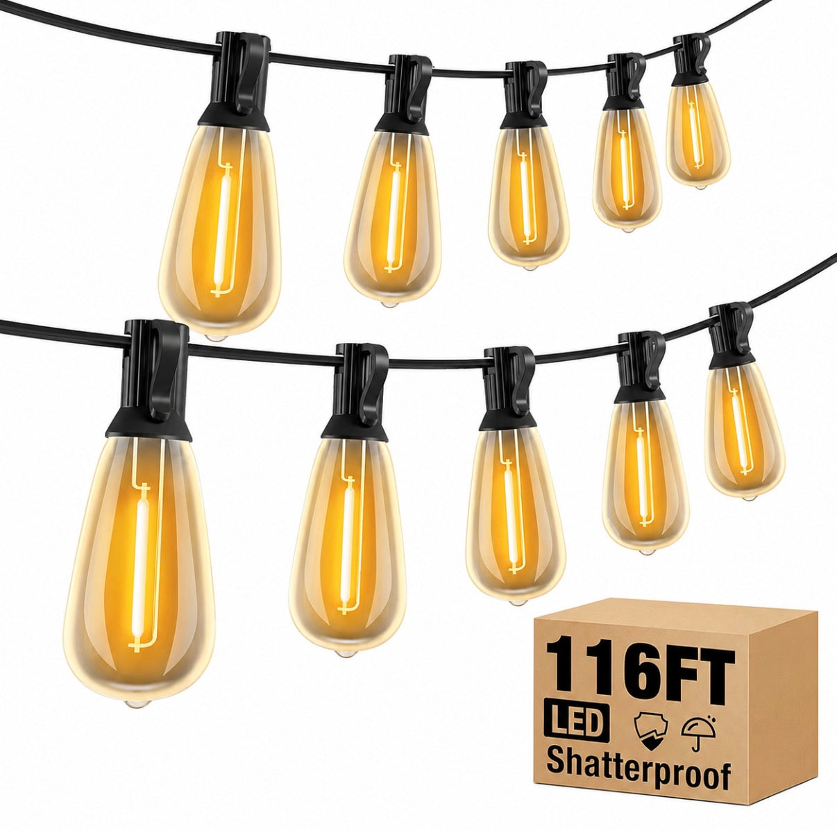 116ft Patio String Lights