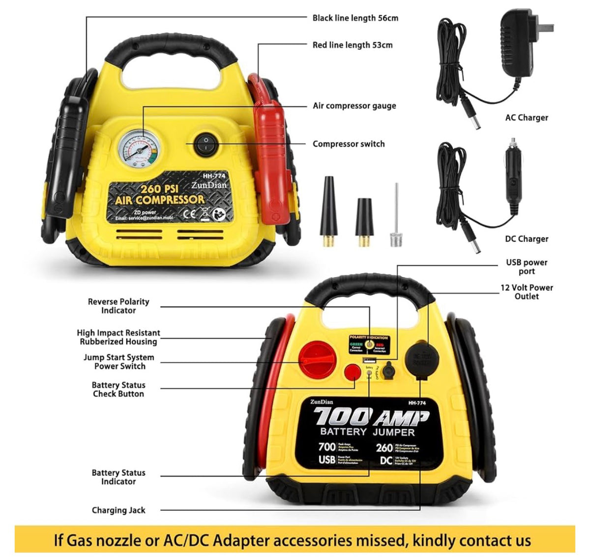 4 in 1 Jump starter and Tire Inflator