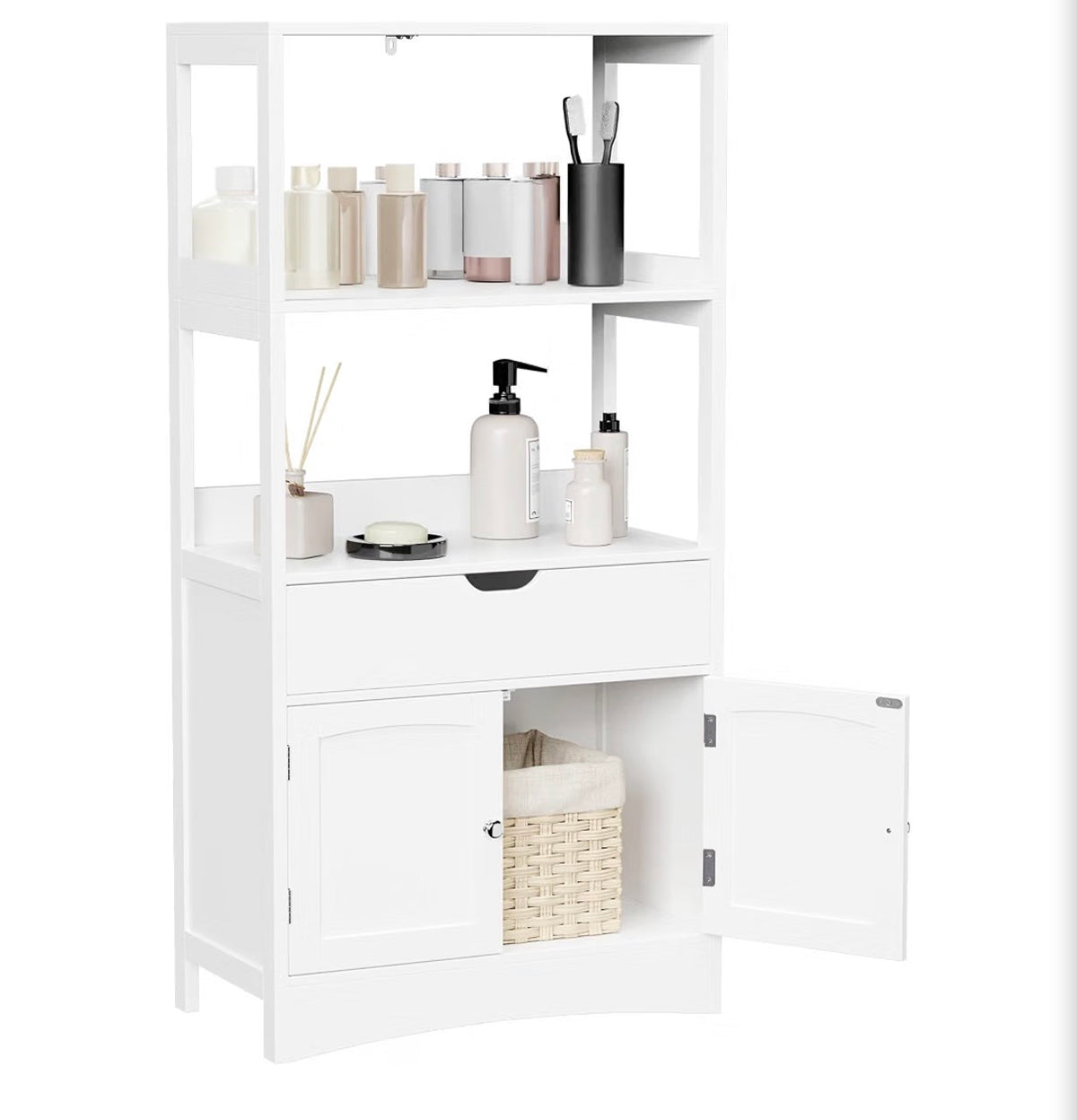 White Wooden Cabinet with Shelves