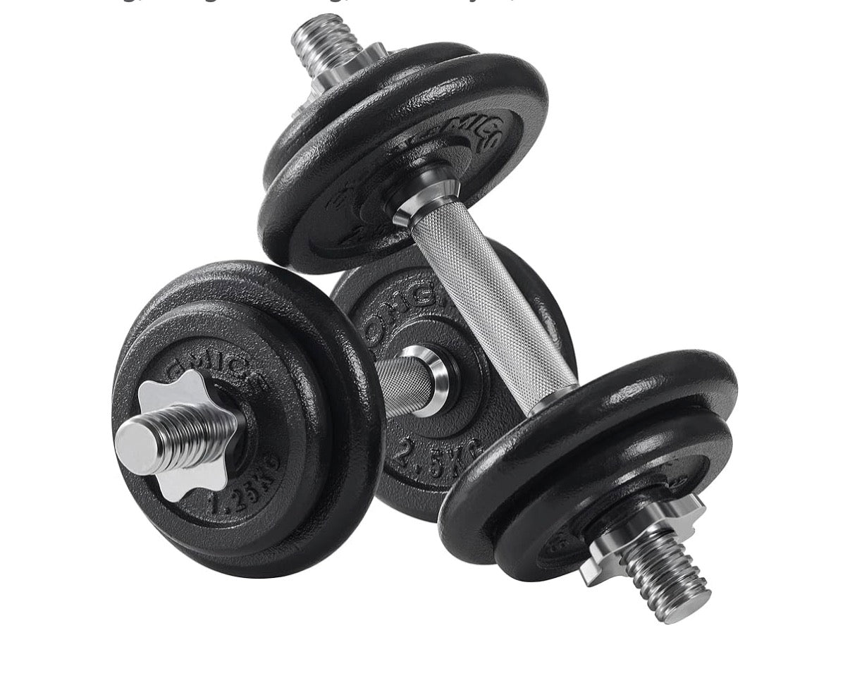 2-in-1 Cast Iron Dumbbell and Barbell, 20Kg