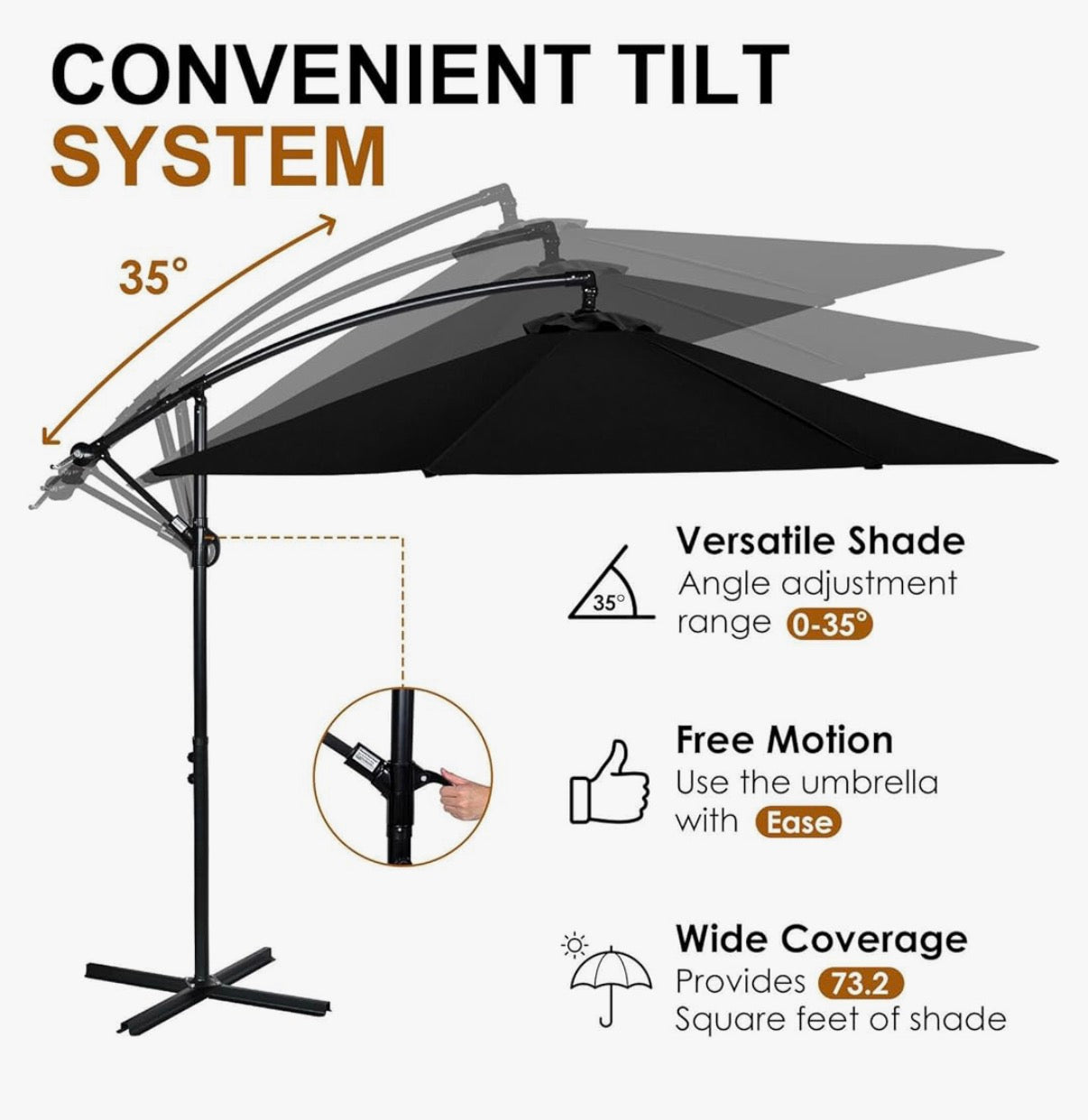 Outdoor 10ft Cantilever Patio Umbrella