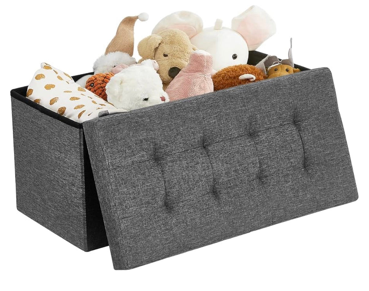 Gray Storage Ottoman Bench