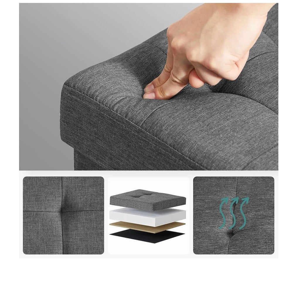 Gray Storage Ottoman Bench
