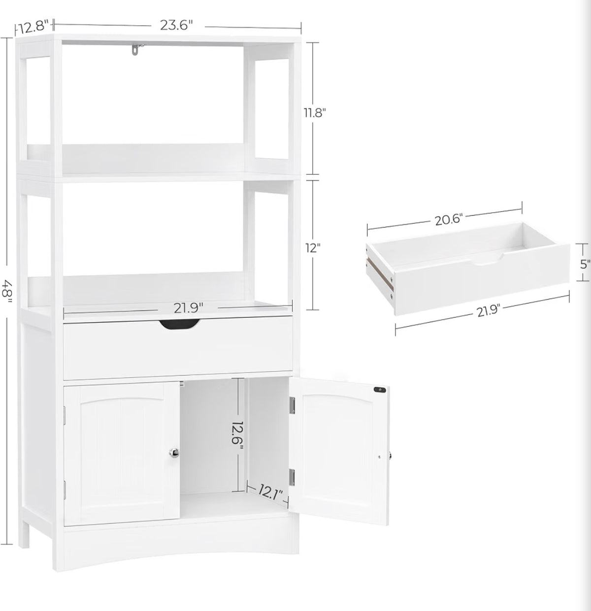 White Wooden Cabinet with Shelves