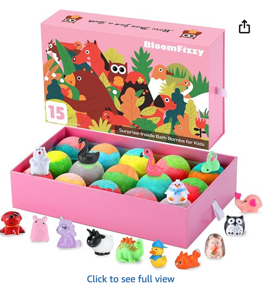 Bath Bombs for Kids, 15 Scented Fizzy Bombs with Surprise Land Animal Toys Inside