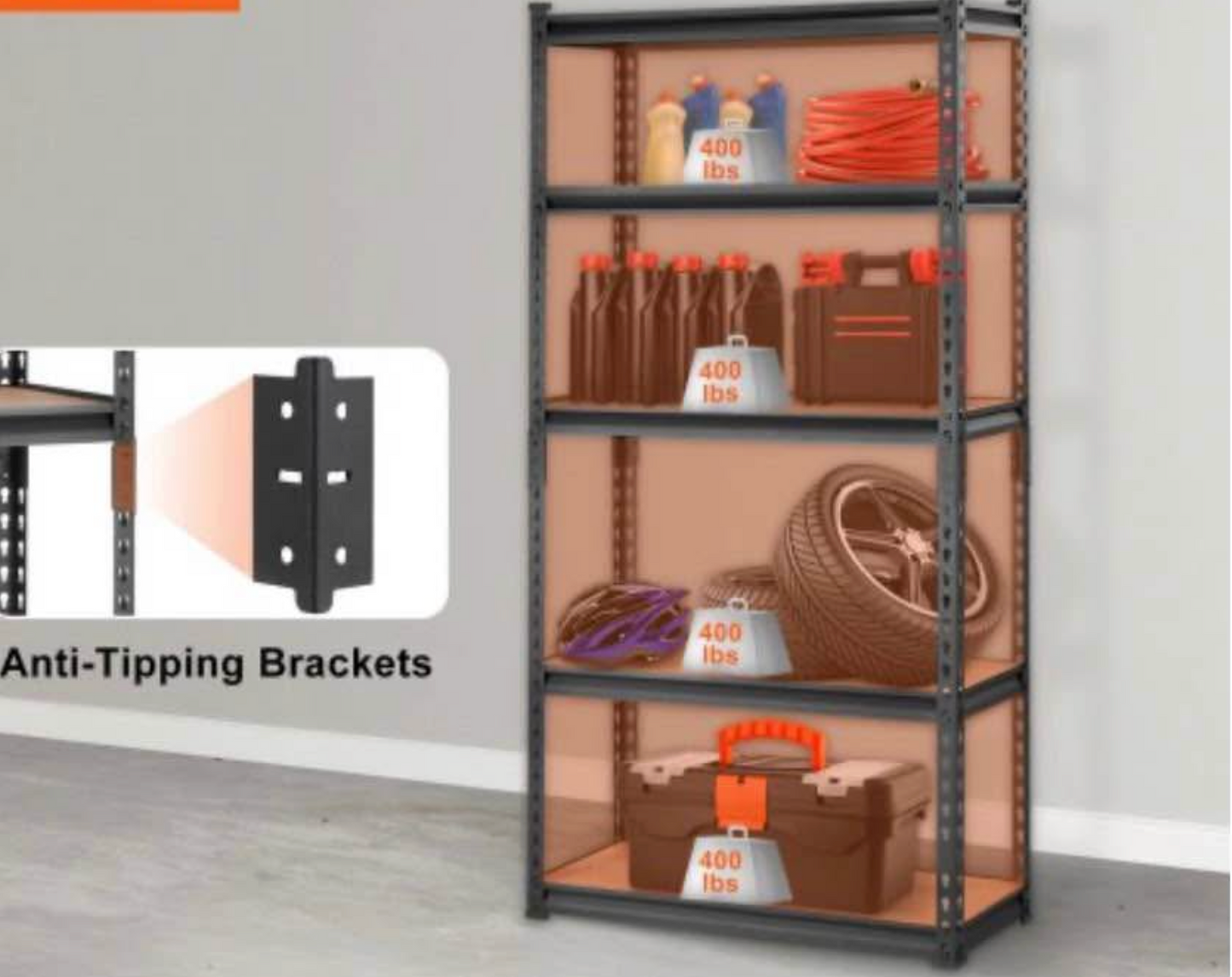 5-Tier Metal Shelving Unit (30”L x 12”W x 60”H)