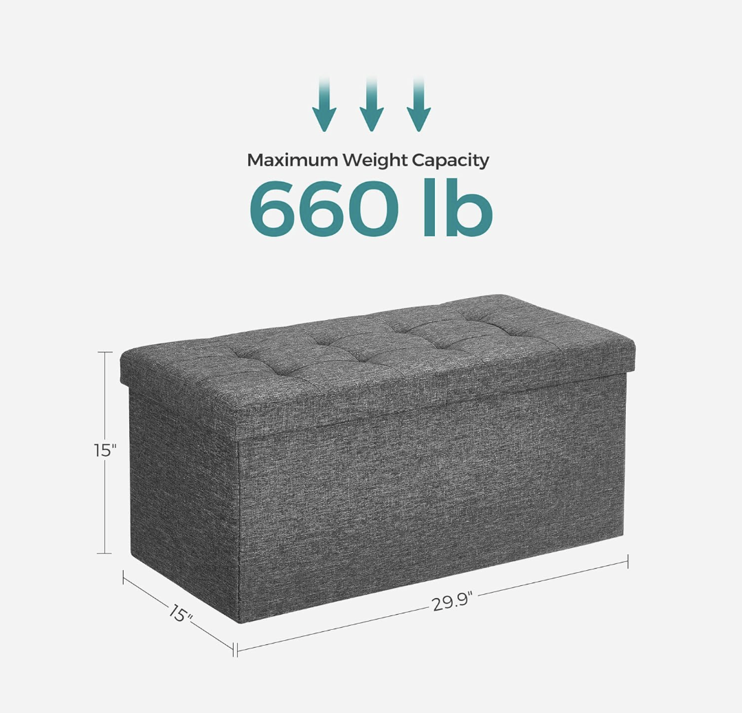 Gray Storage Ottoman Bench