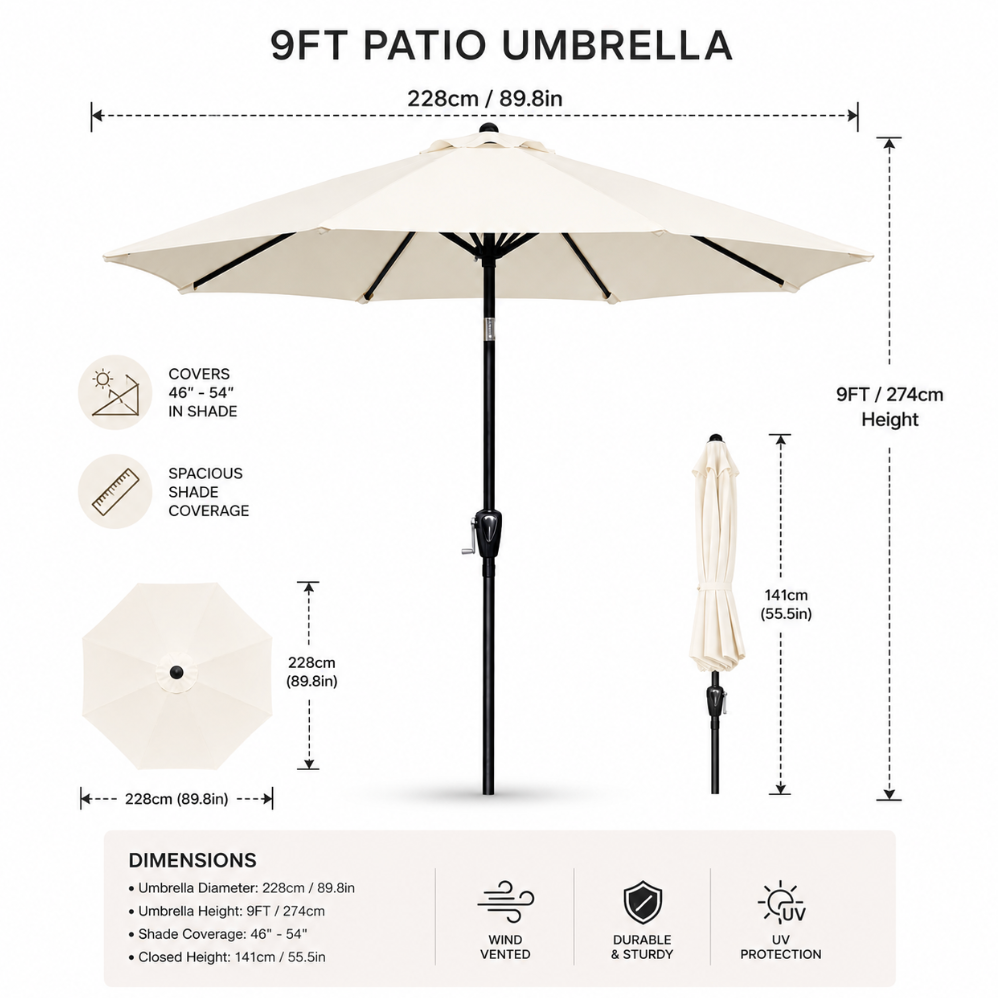 Outdoor 9ft Patio Umbrella