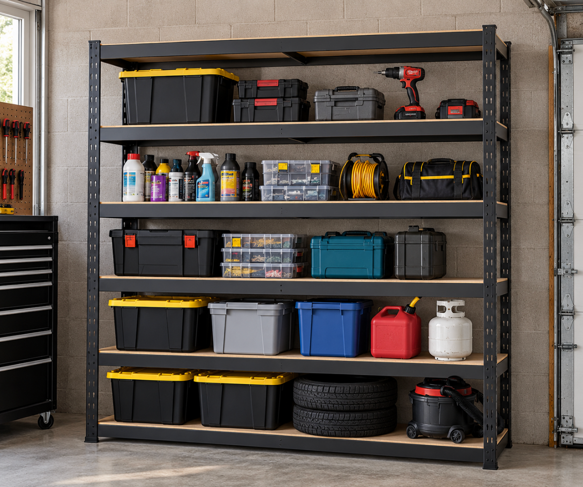 Heavy Duty 5-Tier Rivet Shelf – 72”H x 48”W x 20”D