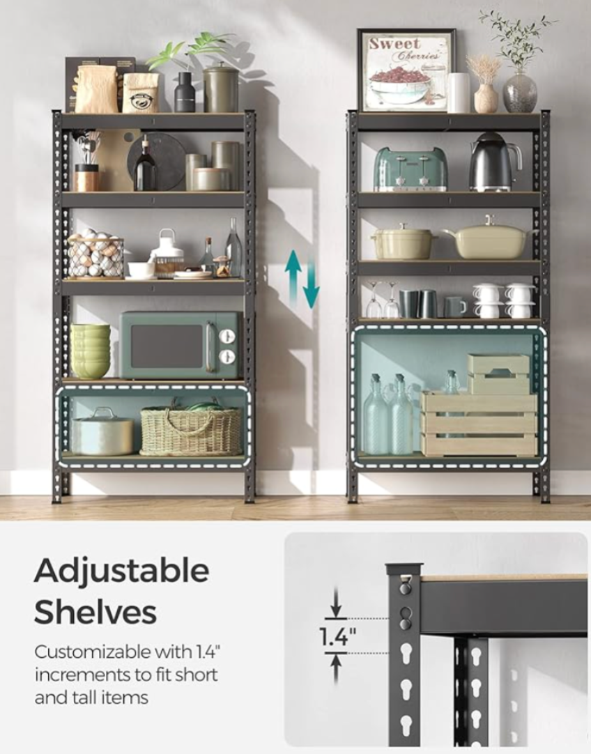 Heavy Duty 5-Tier Rivet Shelf – 72”H x 48”W x 18”D