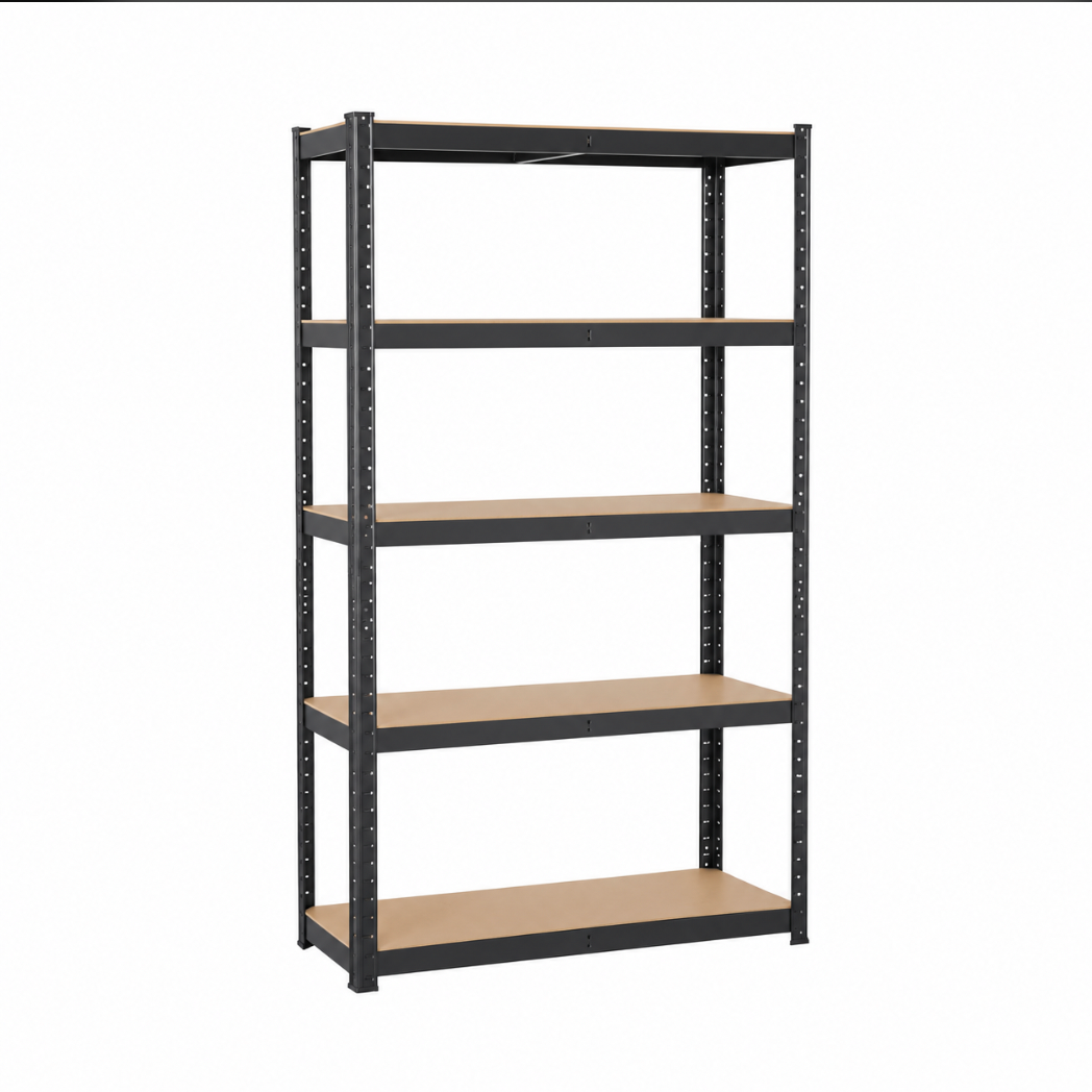 Heavy Duty 5-Tier Slot-Post Metal Shelf – 72”H x 36”W x 16”D