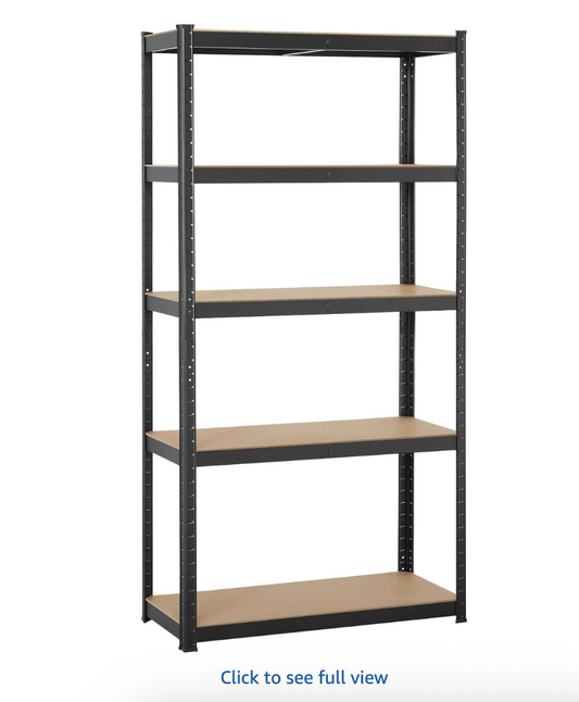 Heavy Duty 5-Tier Metal Slot Shelf – 3FT Wide Adjustable Boltless Storage Rack, 330 lb per Shelf (Single or 2-Pack)